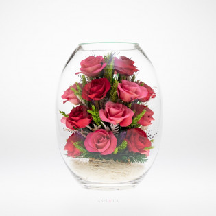 Echte Blumen in Glasvase-BHR5c